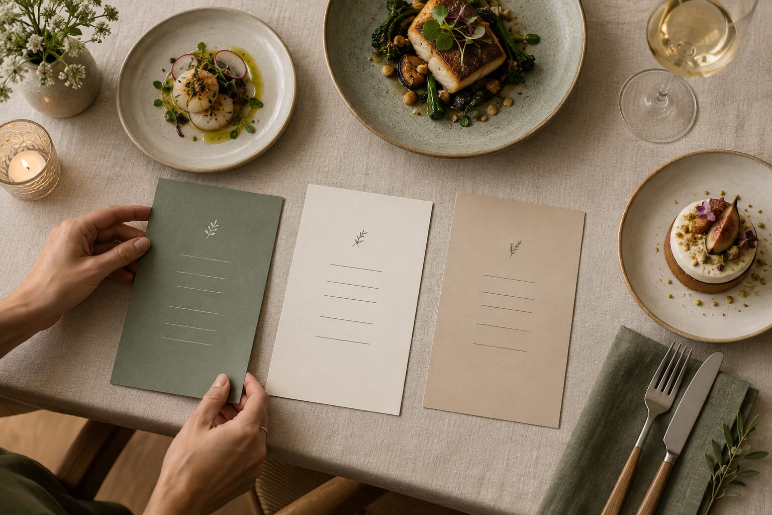 Restaurant menu arranged into distinct food categories